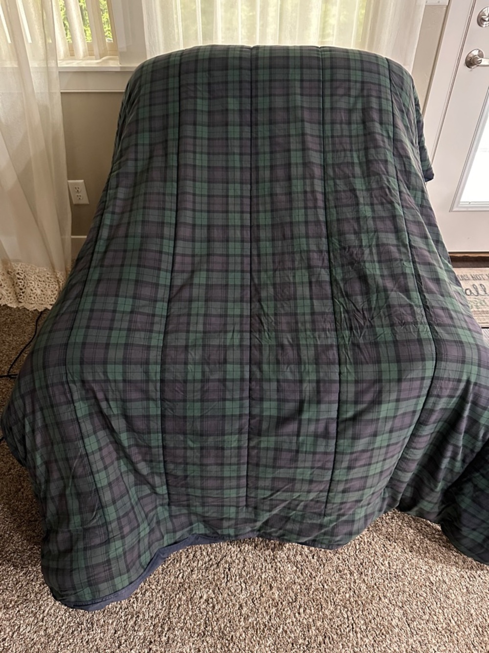 VTG Ralph Lauren Twin Green Blue Tartan Plaid Comforter Y2K Cotton READ